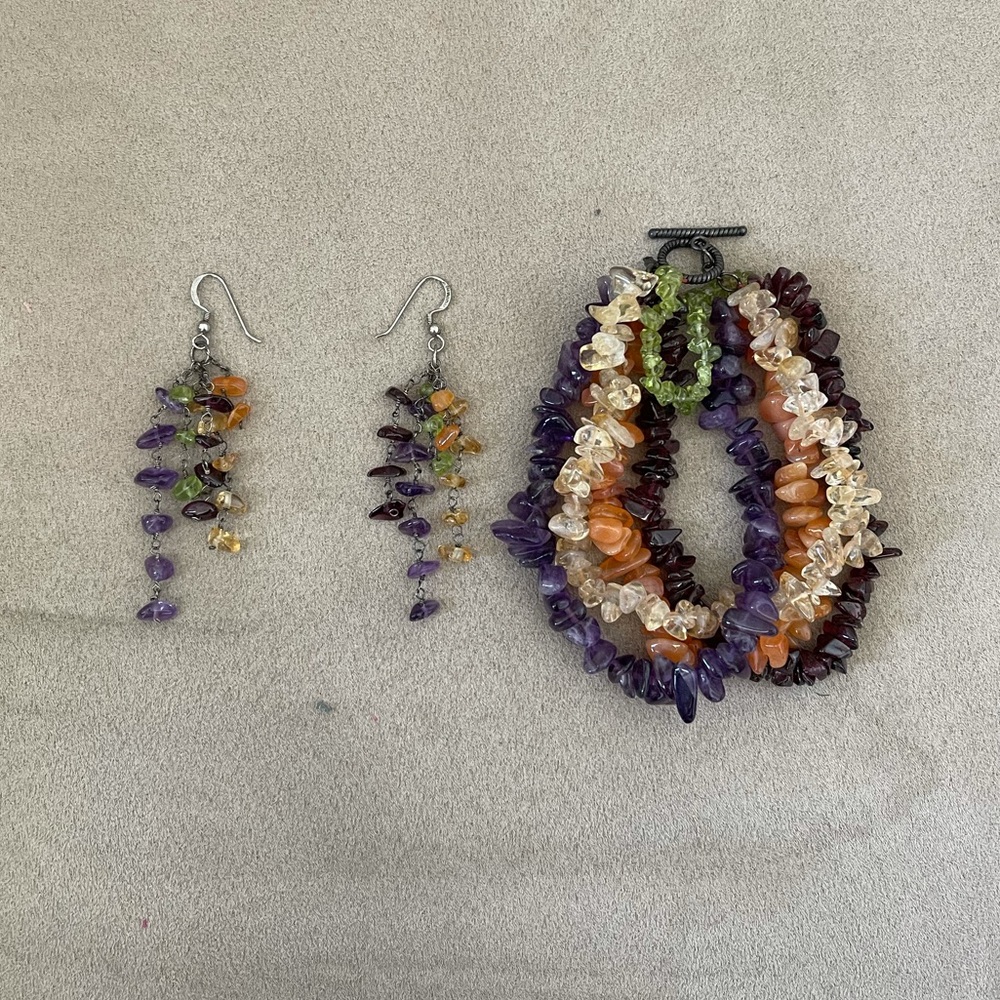 Crystal Earrings and Bracelet